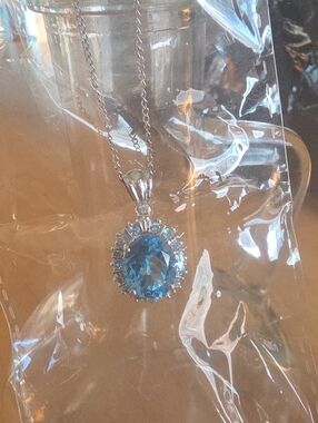 Electric blue topaz Pendant Necklace